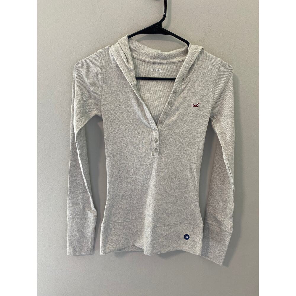 New Hollister Y2k 90s Long Sleeve Hooded Henley Size XS
